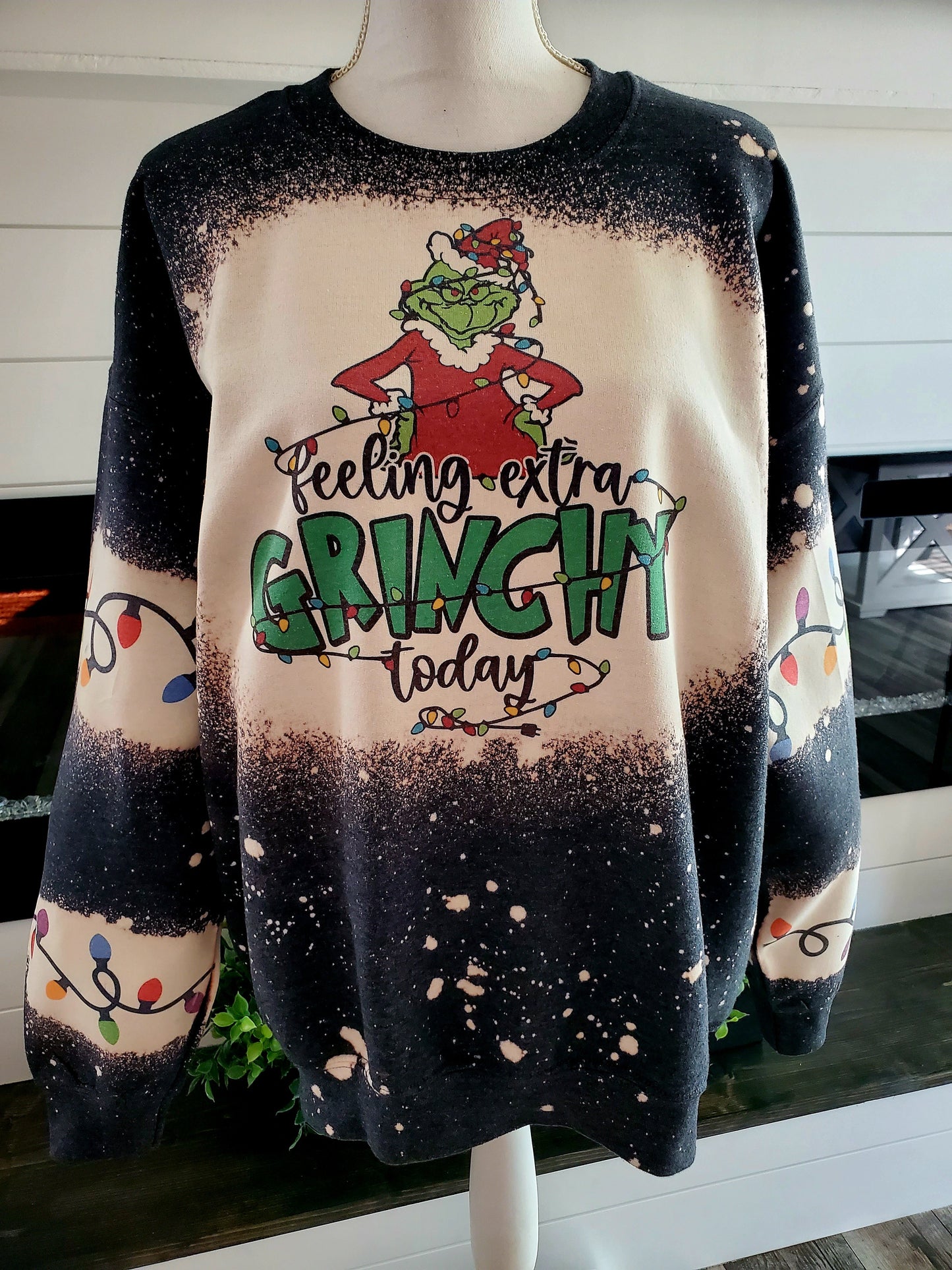 Feeling Extra Grinchy Bleached Sweatshirt