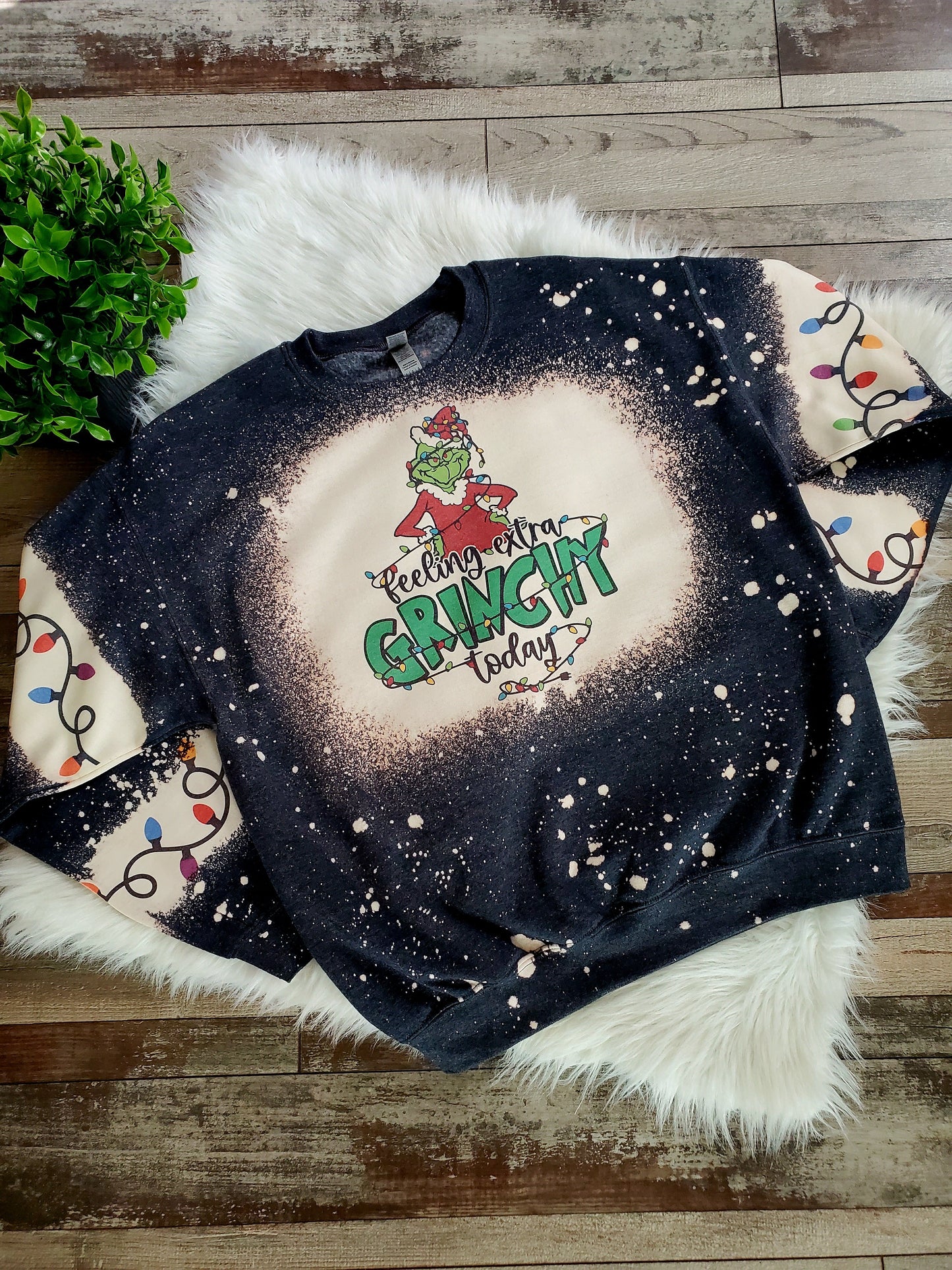 Feeling Extra Grinchy Bleached Sweatshirt