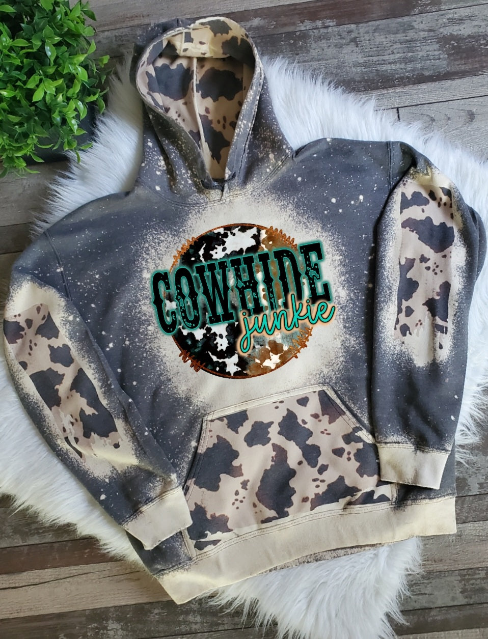 Cowhide Junkie Bleached Hoodie