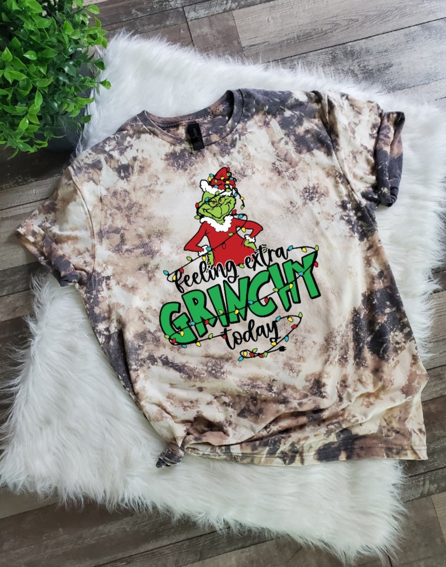 Feeling Grinchy Today Bleached Tee