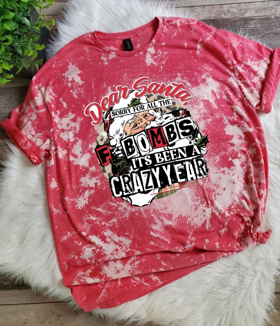 Dear Santa F-Bomb Bleached Tee