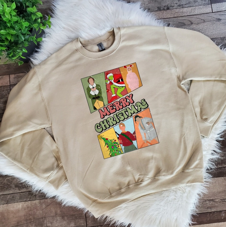 Christmas Characters Sand Color Sweatshirt