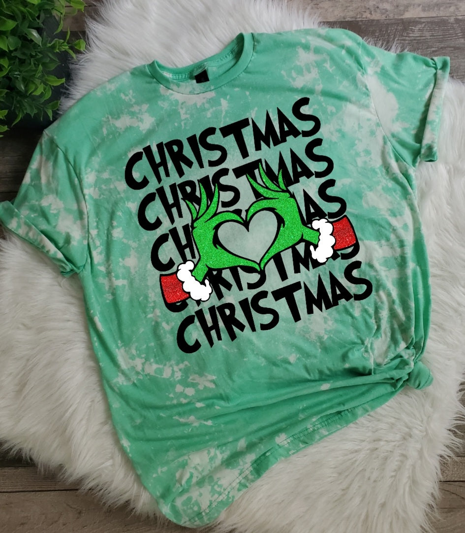 Grinch Christmas Bleached Tee