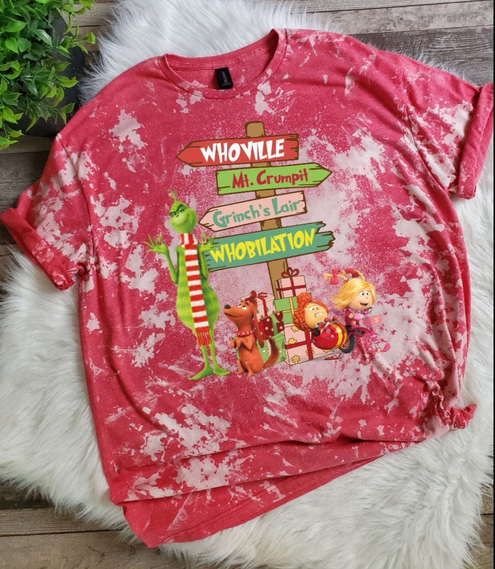 New Grinch Movie Christmas Bleached Tee