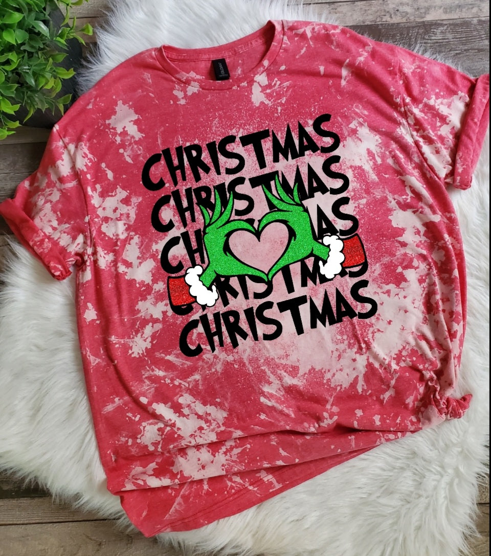 Grinch Christmas Bleached Tee