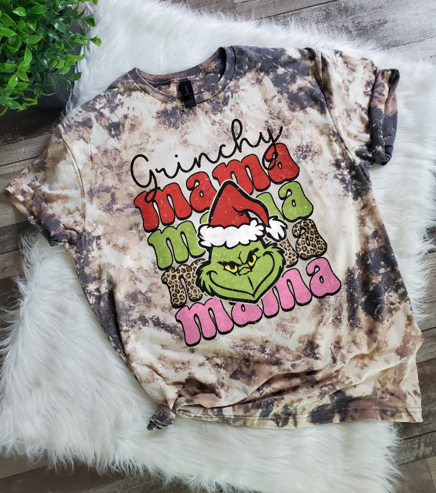 Grinchy Mama Bleached Tee