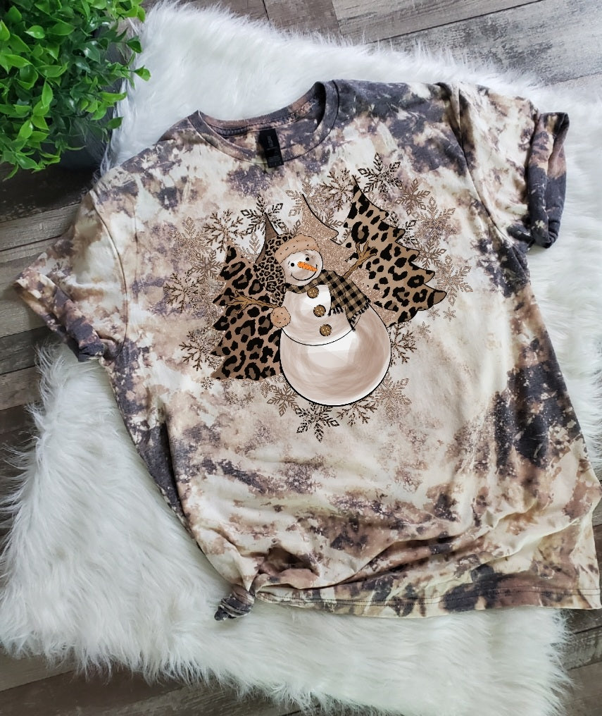 Leopard Snowman Bleached Tee