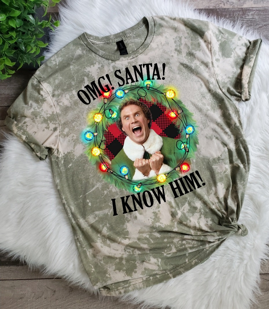 Omg Santa Elf Bleached Tee