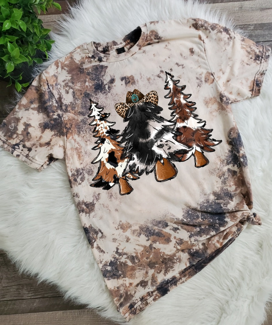 Christmas Tree Western Bleached Tee