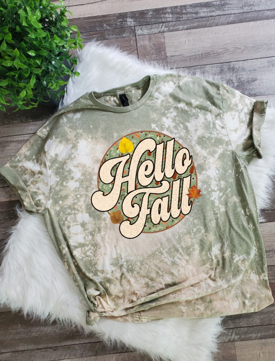 Hello Fall Bleached Tee