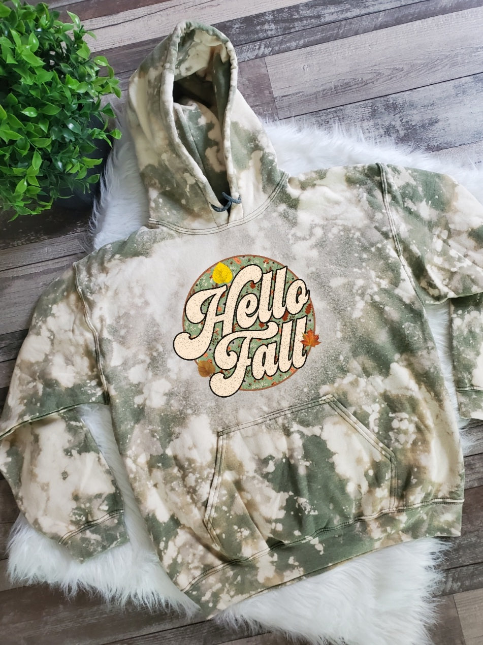 Hello Fall Bleached Hoodie