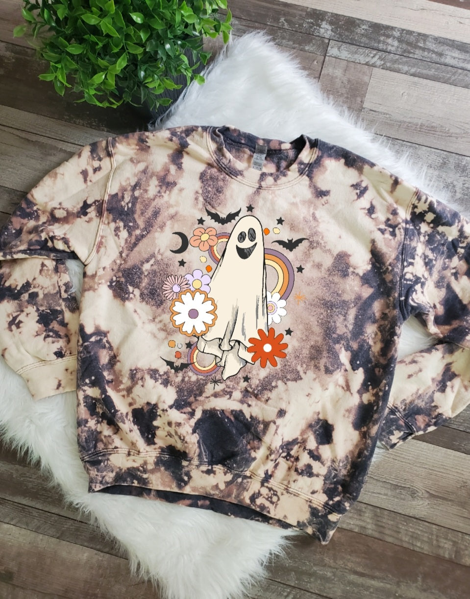Retro Ghost Floral Bleached Sweatshirt