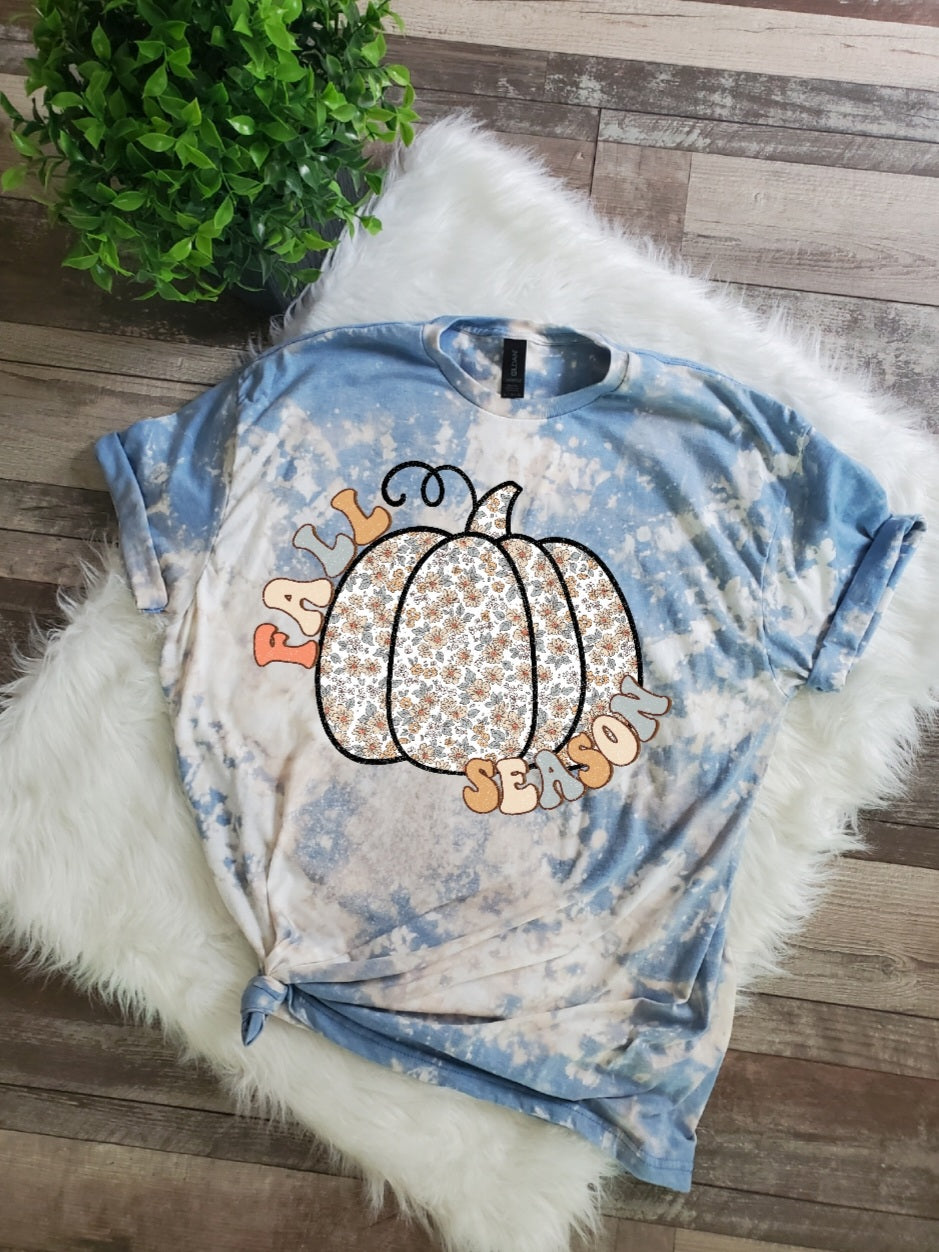 Fall Season Pumpkin Bleached Tee