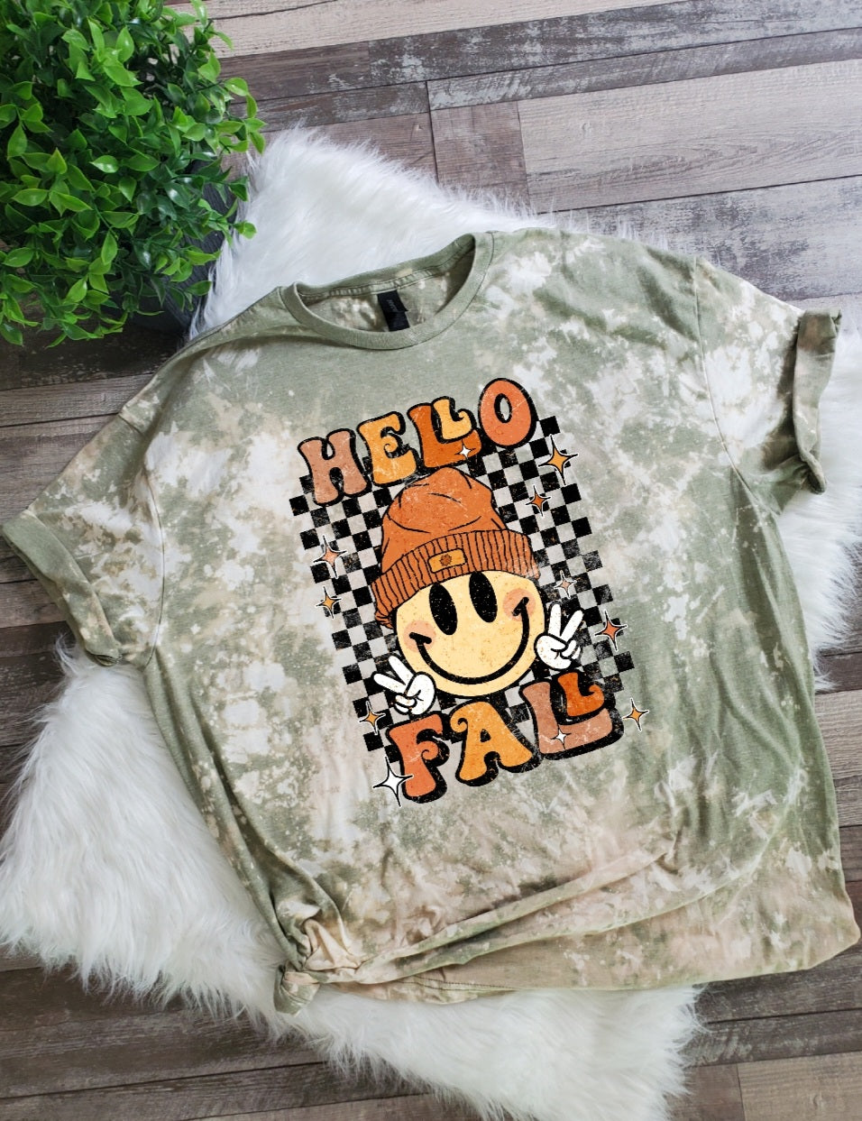 Hello Fall Retro Bleached Tee