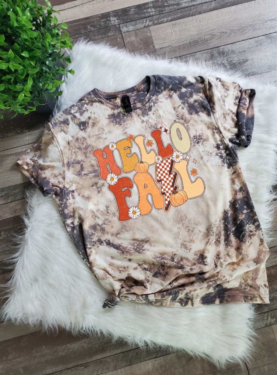 Hello Fall Bleached Tee