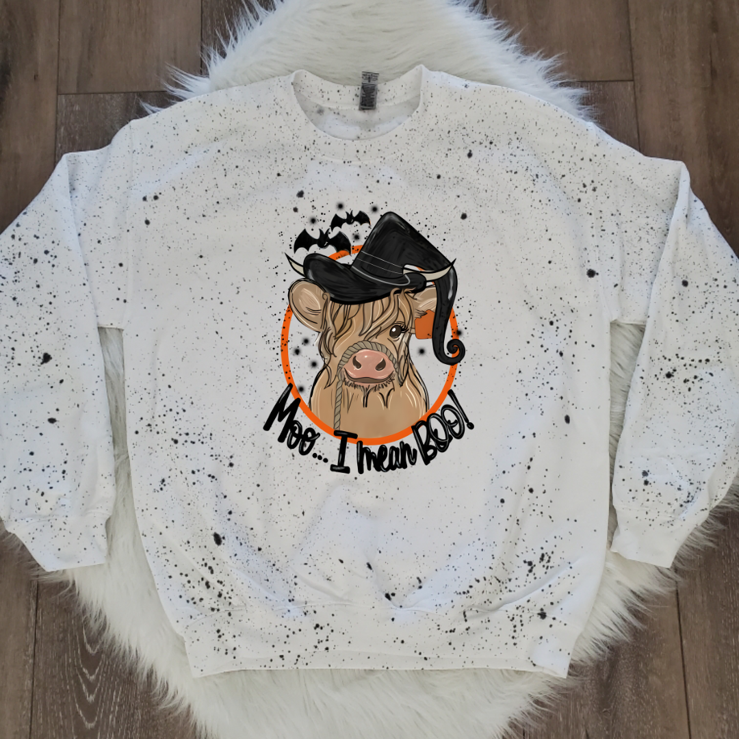 Halloween cow White Splattered Sweatshirt