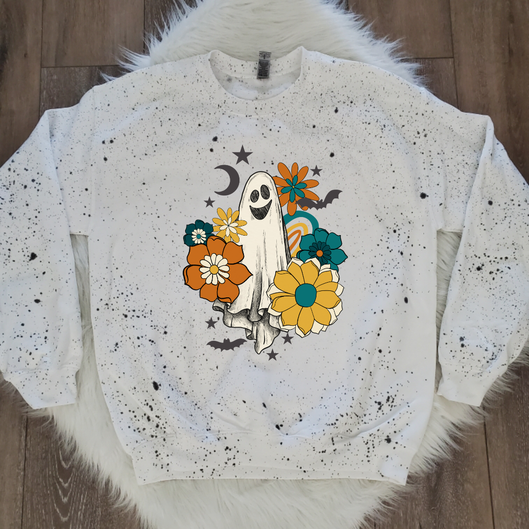 Floral Ghost White Splattered Sweatshirt