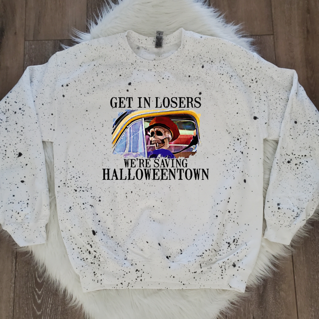 Get in Losers were saving halloweentown White Splattered Sweatshirt