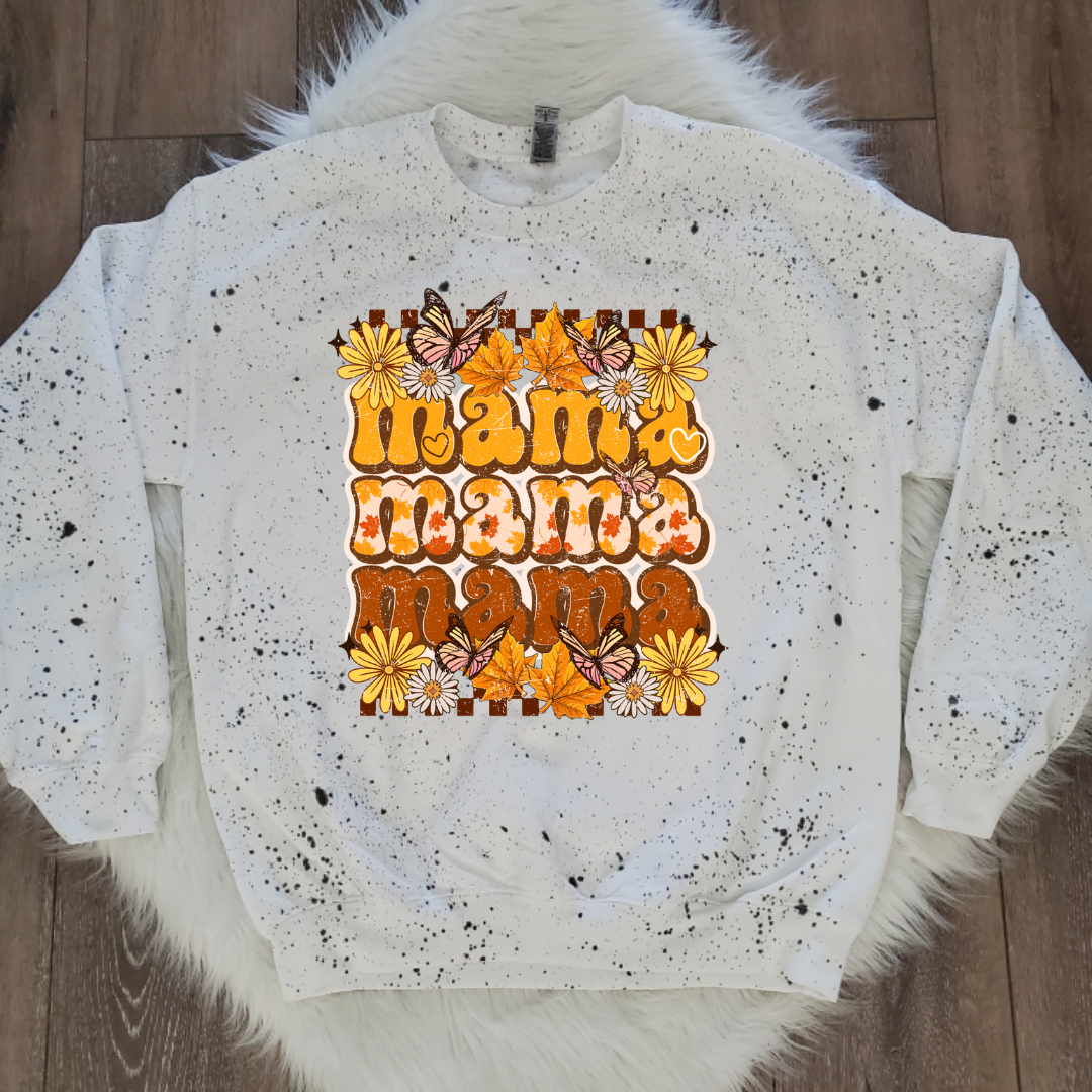 Fall mama White splattered Sweatshirt
