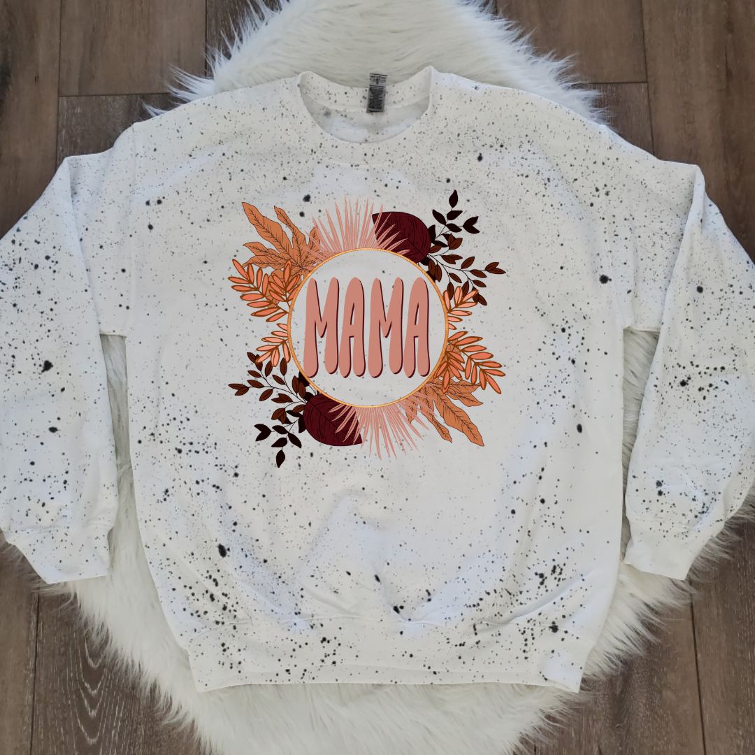 Fall mama White splattered Sweatshirt