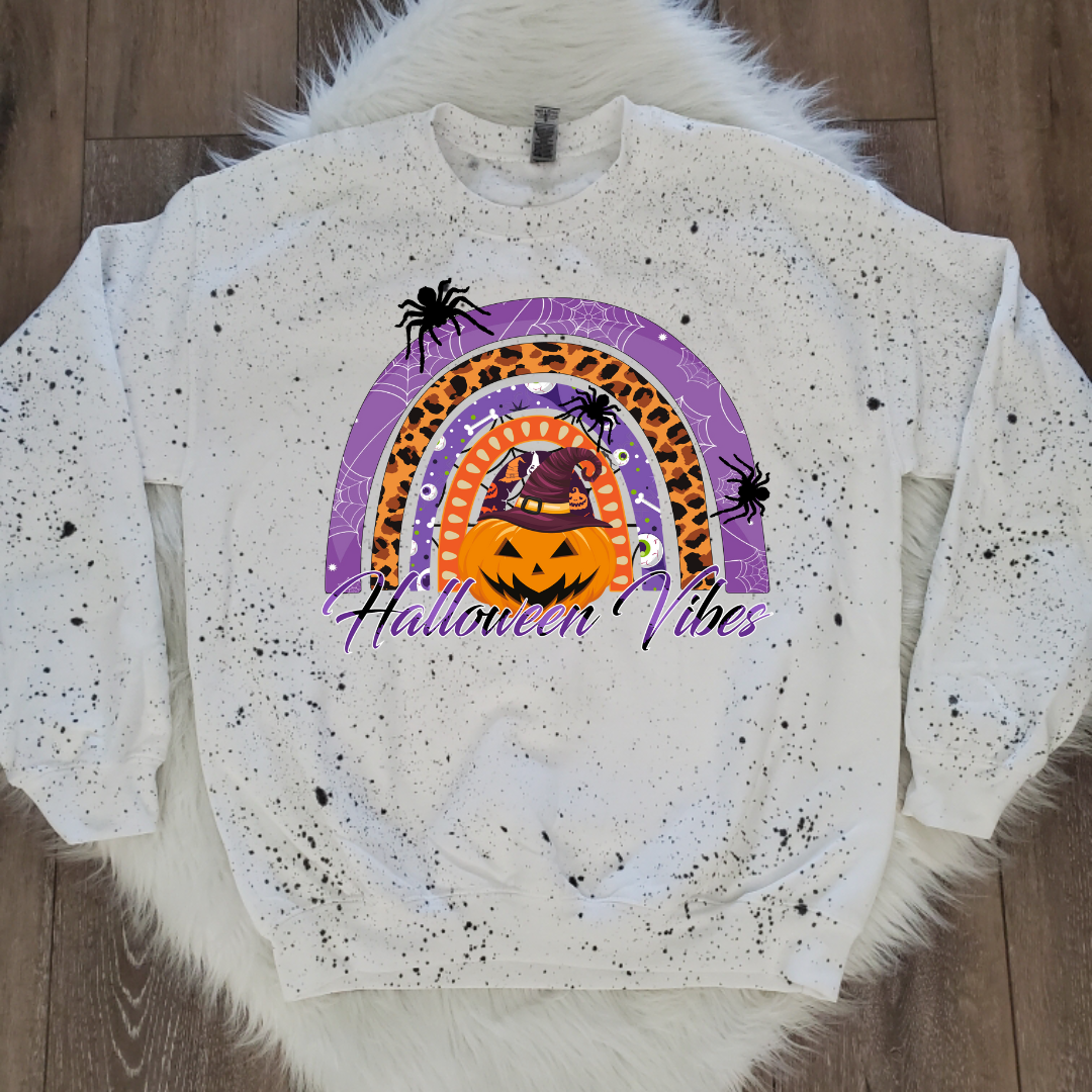 Halloween Vibes White splattered Sweatshirt