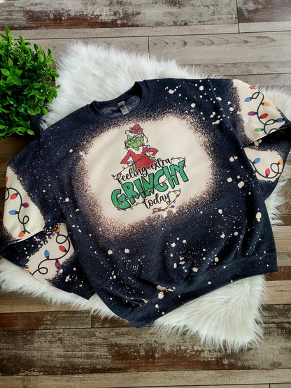 Feeling Extra Grinchy Bleached Sweatshirt