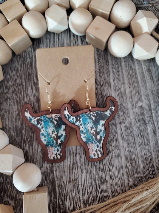 Western Cow Turquoise Earrings