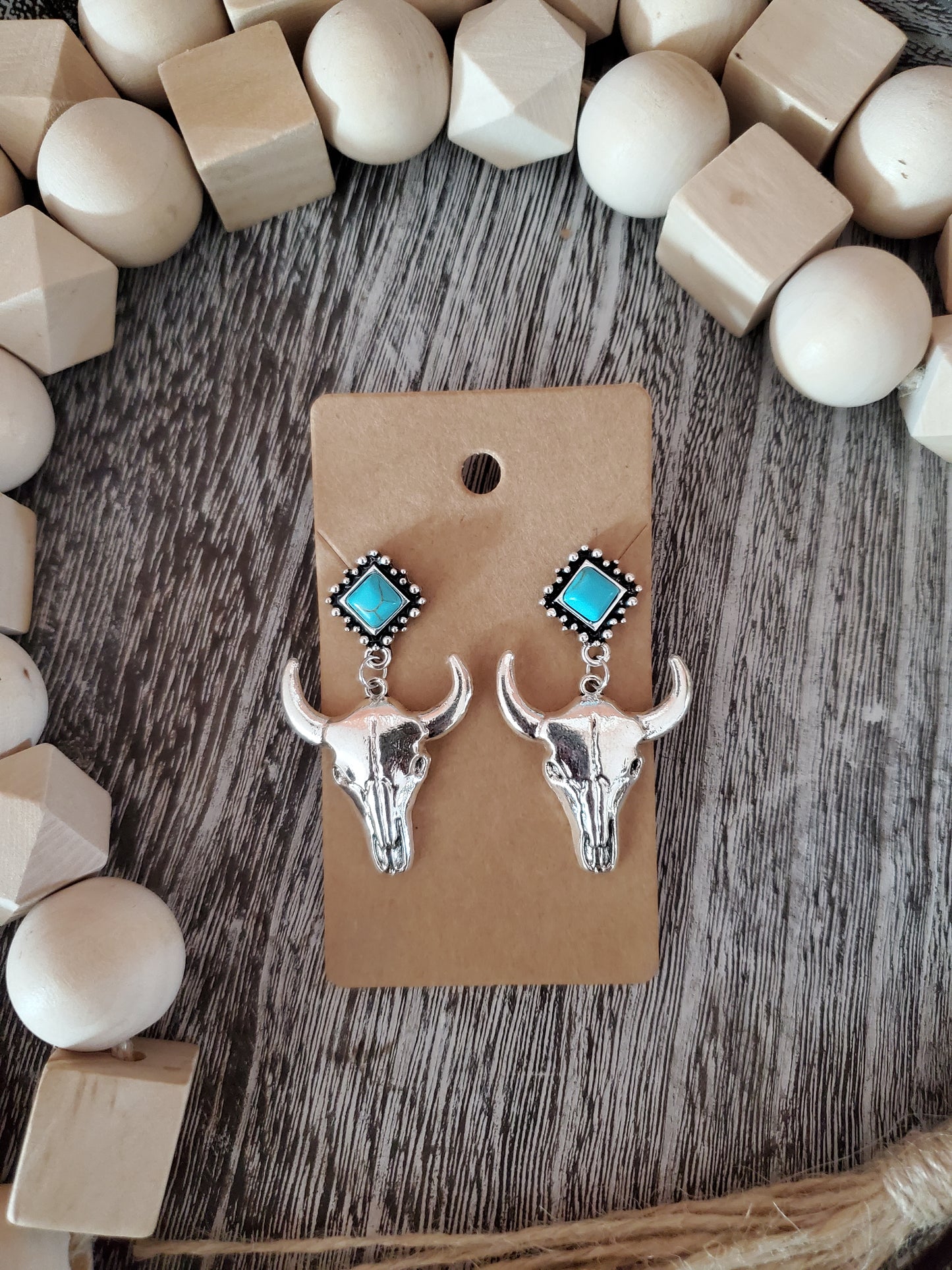 Silver Western Cowskull Earrings