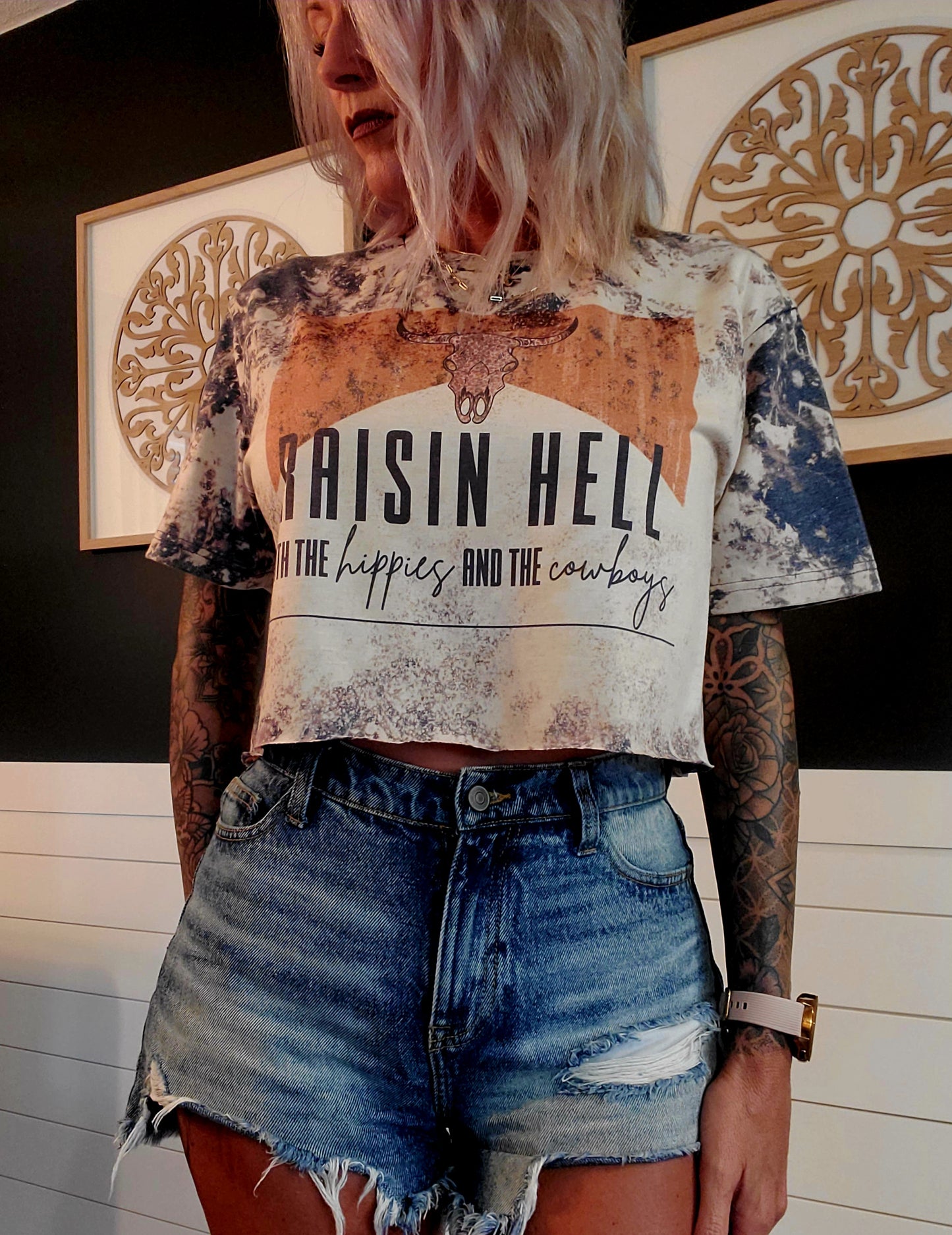 CROP Bleached Tee Choose Your Print