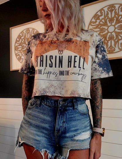 CROP Bleached Tee Choose Your Print