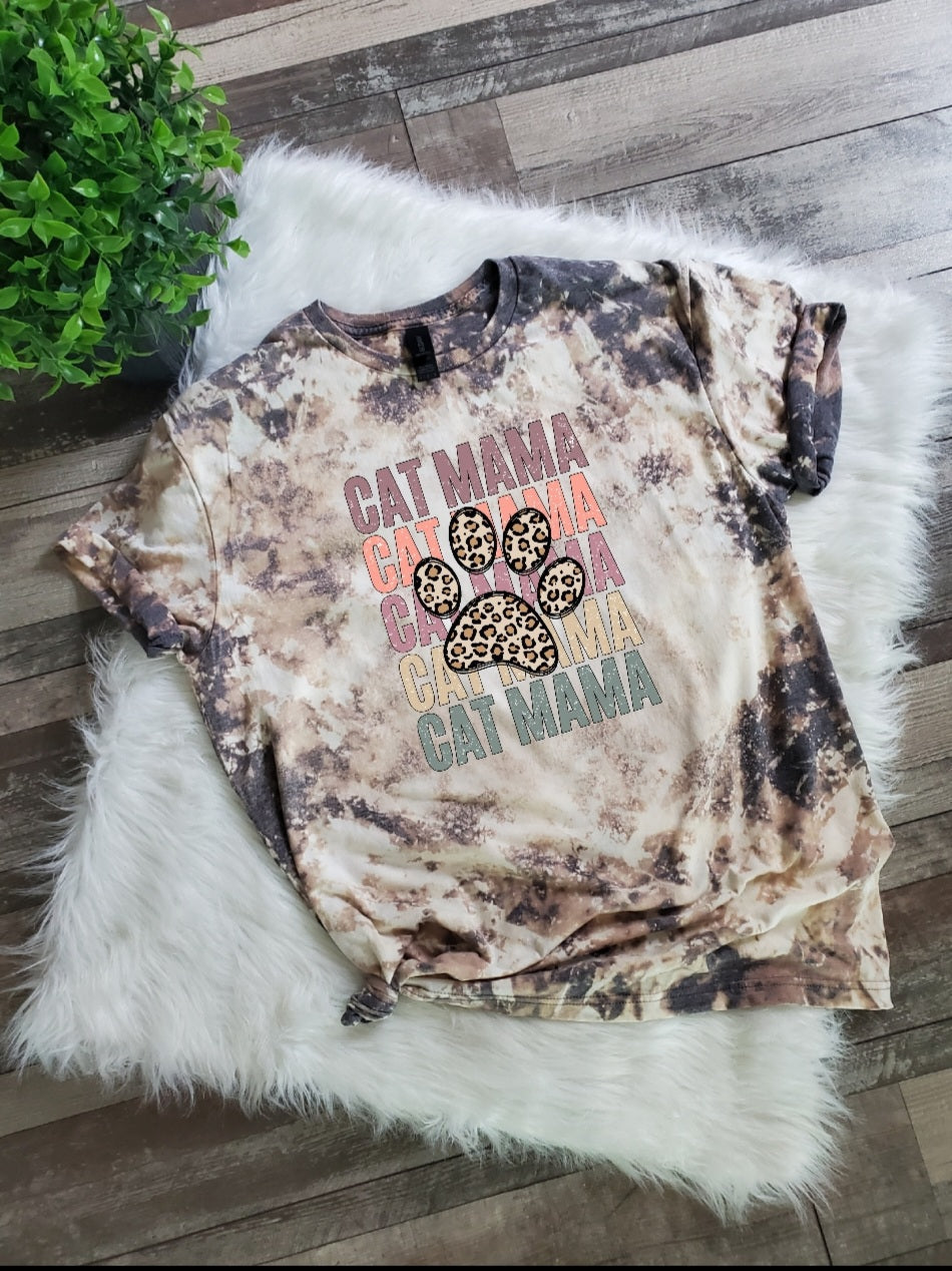 Cat Mama Bleached tee