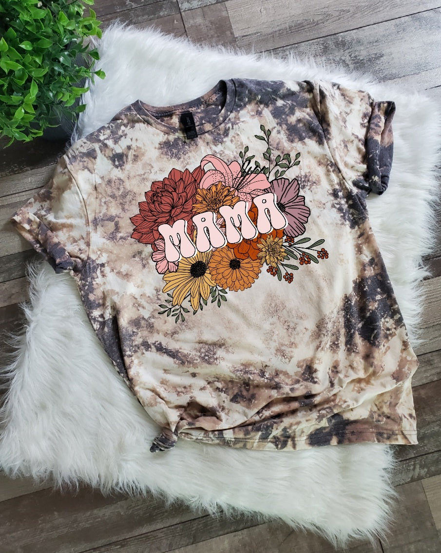 Floral  Mama Bleached tee