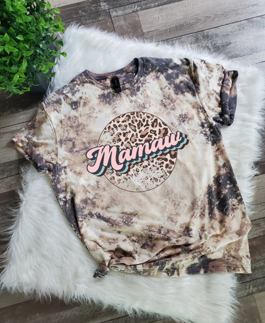 Mamaw Leopard Bleached Tee