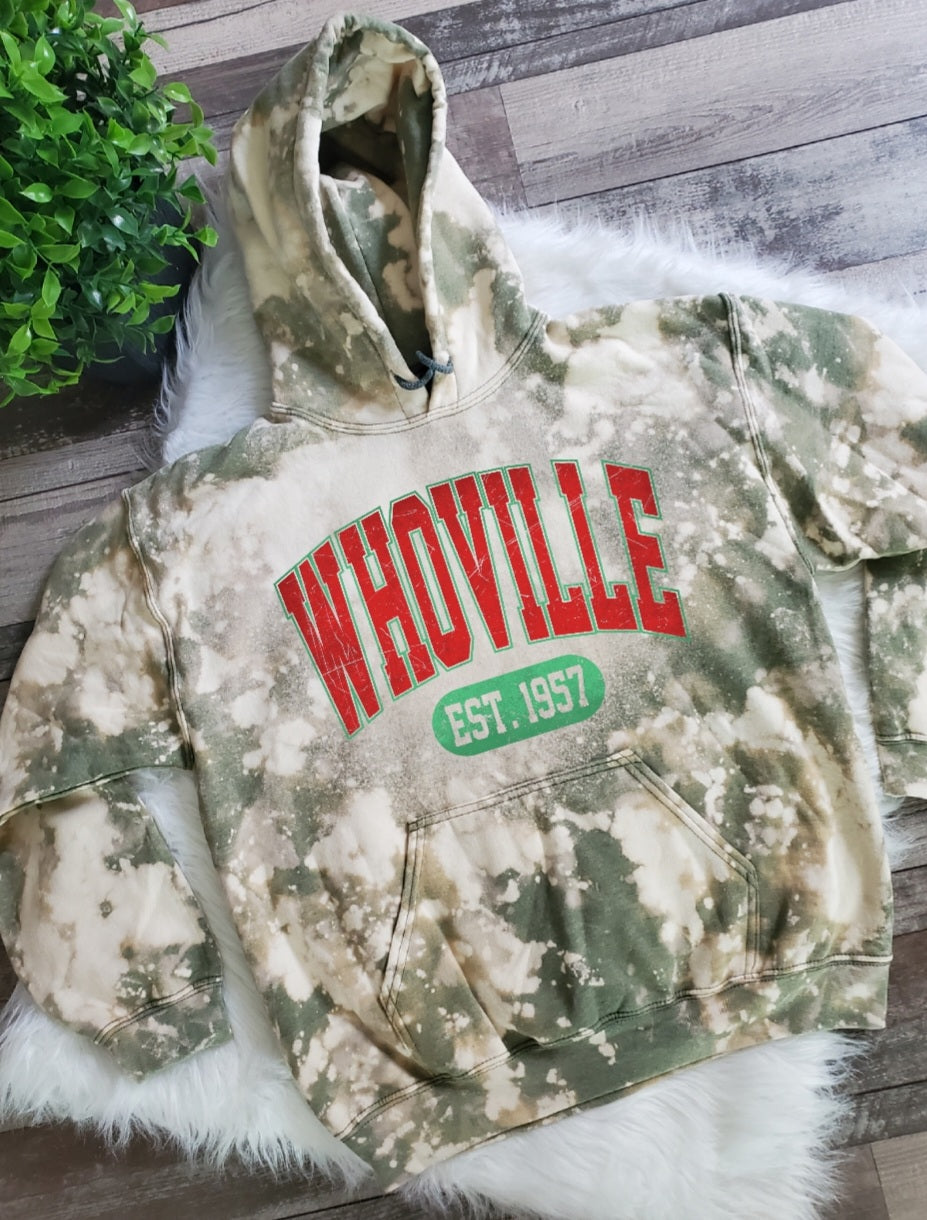 Whoville Christmas Bleached Hoodie