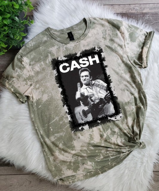 Cash Middle Finger Bleached tee