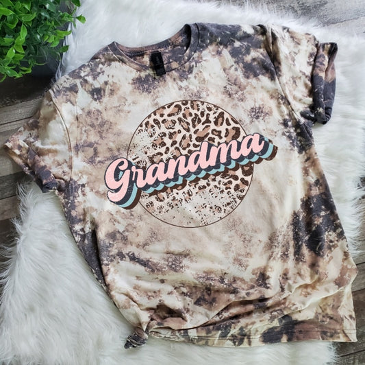 Grandma Leopard Bleached Tee