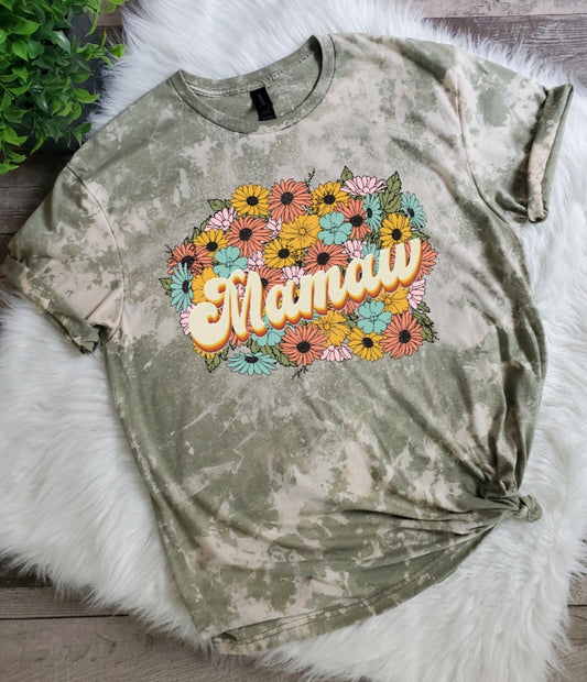Mamaw Floral Bleached Tee
