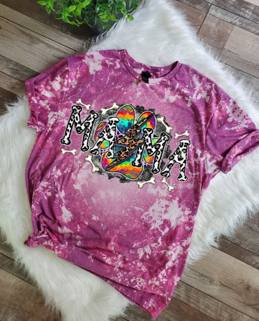 Dog Mama Leopard Bleached tee