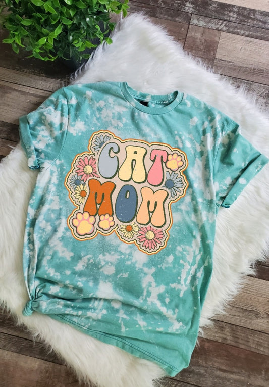 Cat Mom Bleached tee