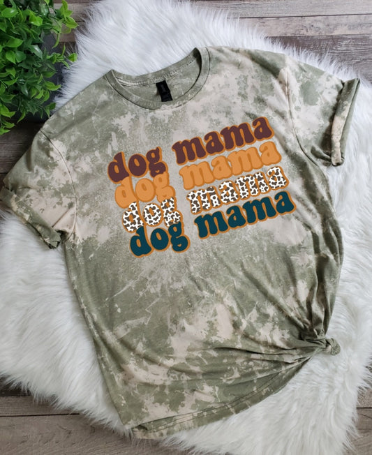 Dog Mama Leopard Bleached tee