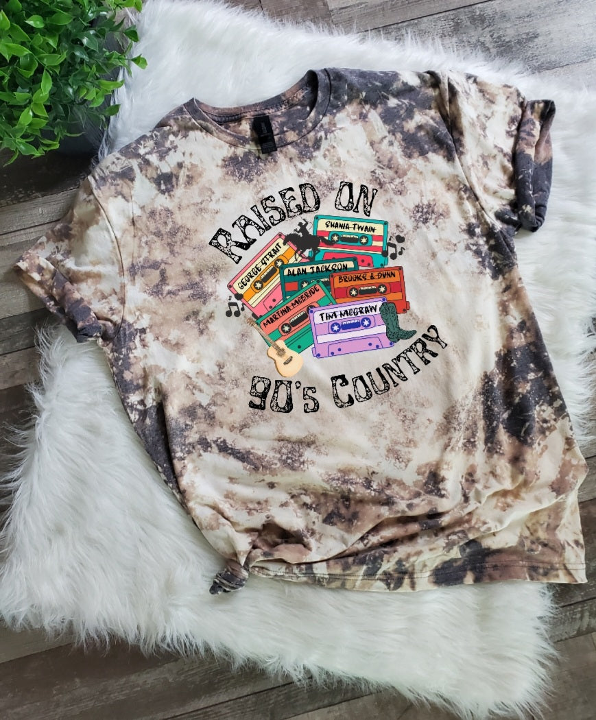 Raised on 90's Country Cassette Bleached tee