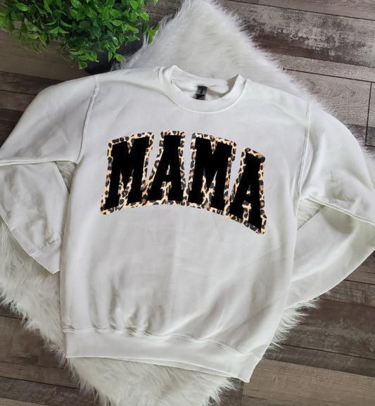 "READY TO SHIP" Mama Leopard White Sweatshirt