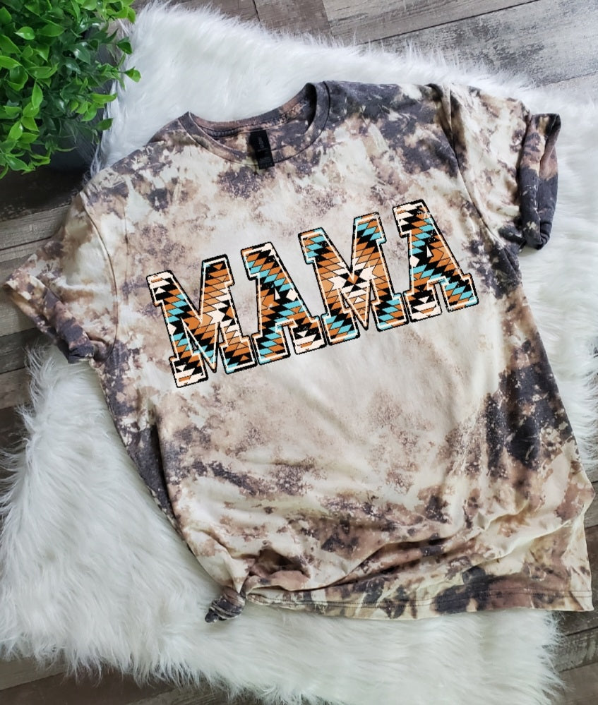 Mama Aztec Bleached Tee