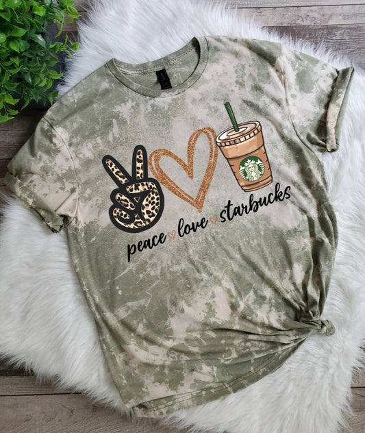 Peace Love Coffee Bleached tee
