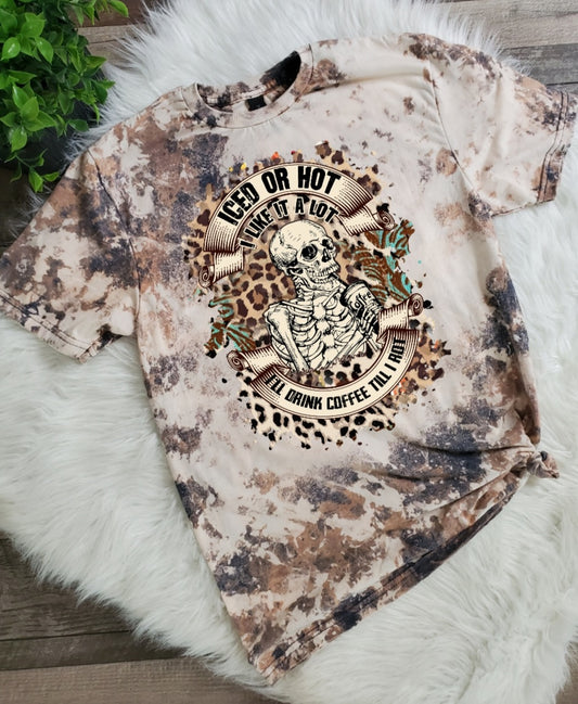 Iced or Hot Coffee Cowhide Bleached tee