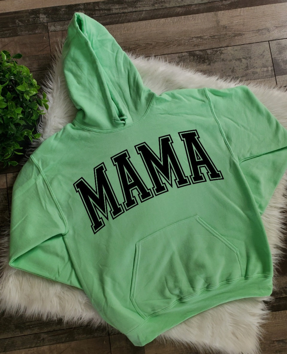 Mama Varsity Mint Green Hoodie