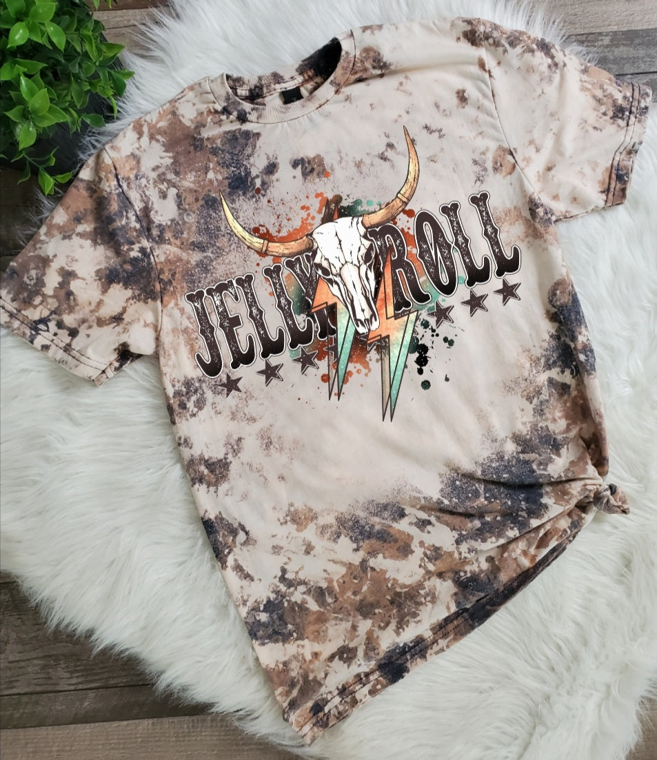 Jelly Roll Cowhide Bleached tee