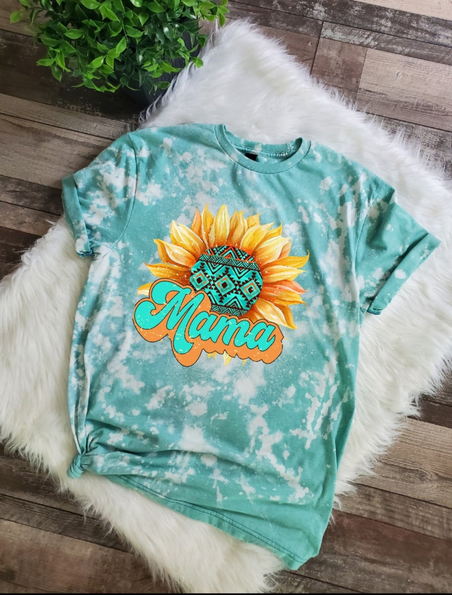 Mama Sunflower Bleached Tee