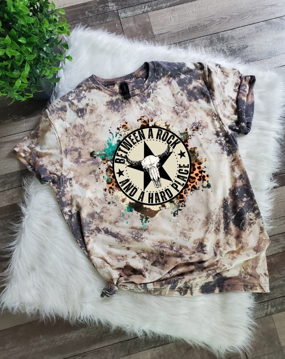 Between A Rock and Hard Place Bleached tee