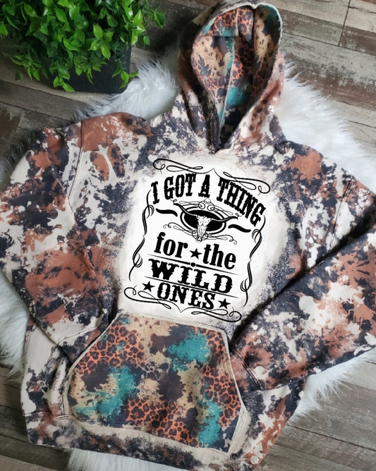 I Got A Thing For The Wild Ones Cowhide Bleached Hoodie
